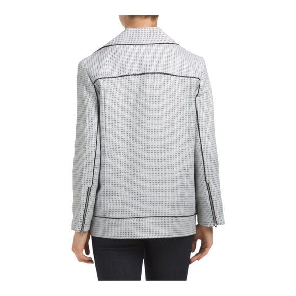 NWT Badgley Mischka Tweed Moto Jacket Grey Multi  Large - Picture 2 of 15